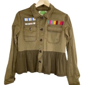 Anthropologie Beaded Peplum Military Jacket